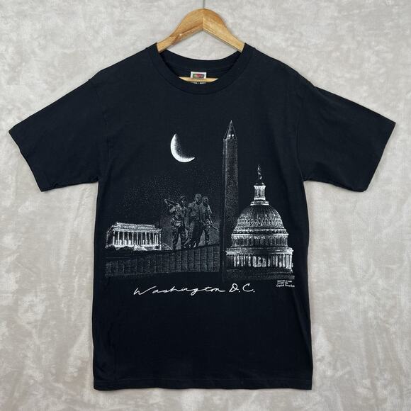 Vintage 84 Washington DC Mens Black Size M Double Sided White House T Shirt Tee - Picture 1 of 11